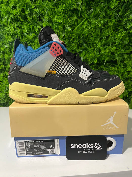 USED Union LA x Air Jordan 4 Retro Off Noir DC9533-001 SIZE 7.5M OG ALL