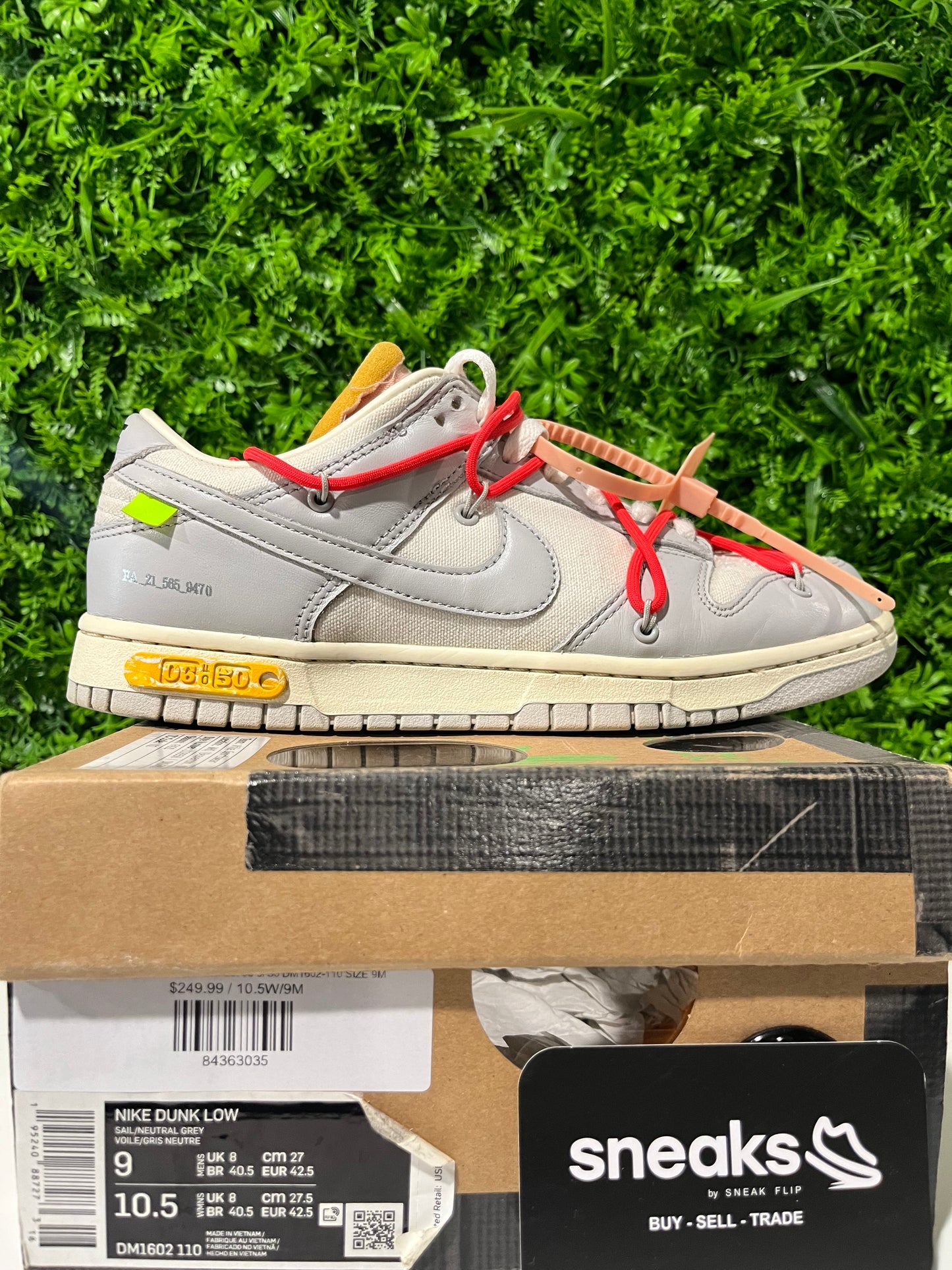 USED Off-White x Dunk Low Lot 06 of 50 DM1602-110 SIZE 9M