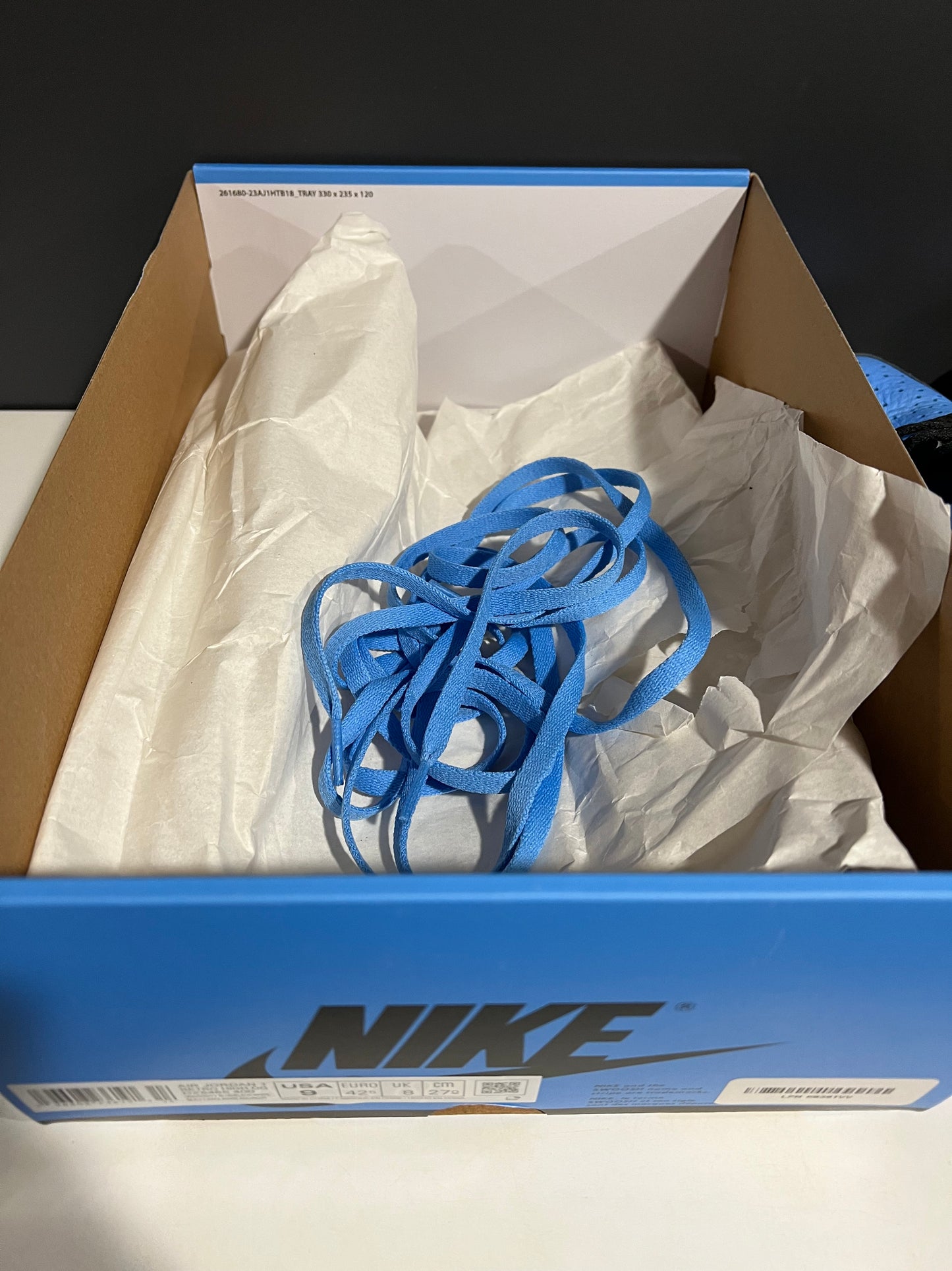 USED Air Jordan 1 Retro High OG UNC Toe DZ5485-400 SIZE 9M OG ALL JY25-289