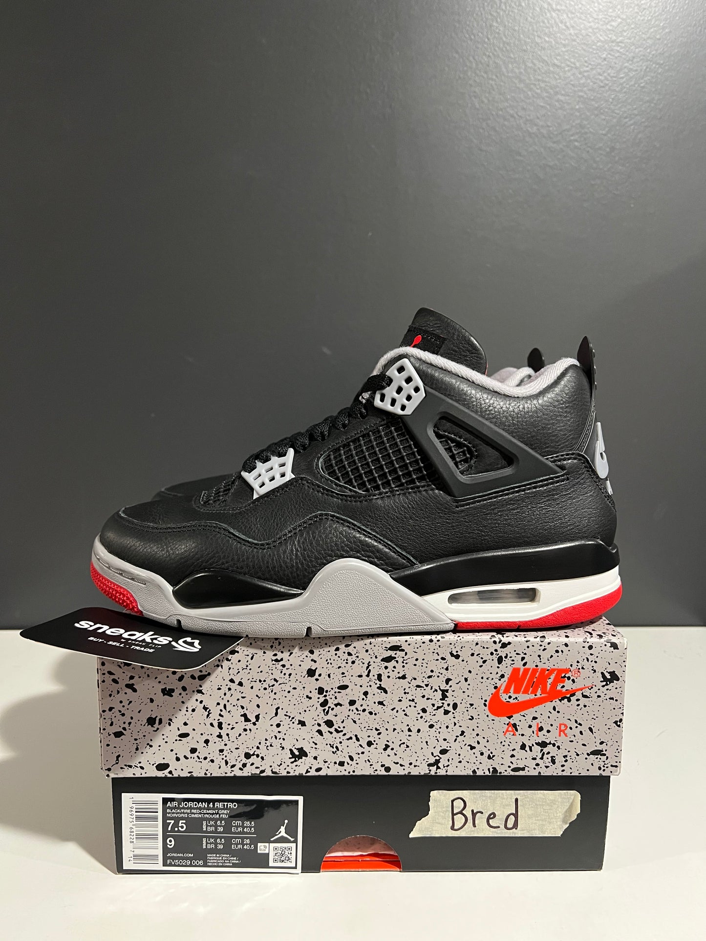 USED Air Jordan 4 Retro Bred Reimagined FV5029-006 SIZE 7.5M OG ALL AG25-380