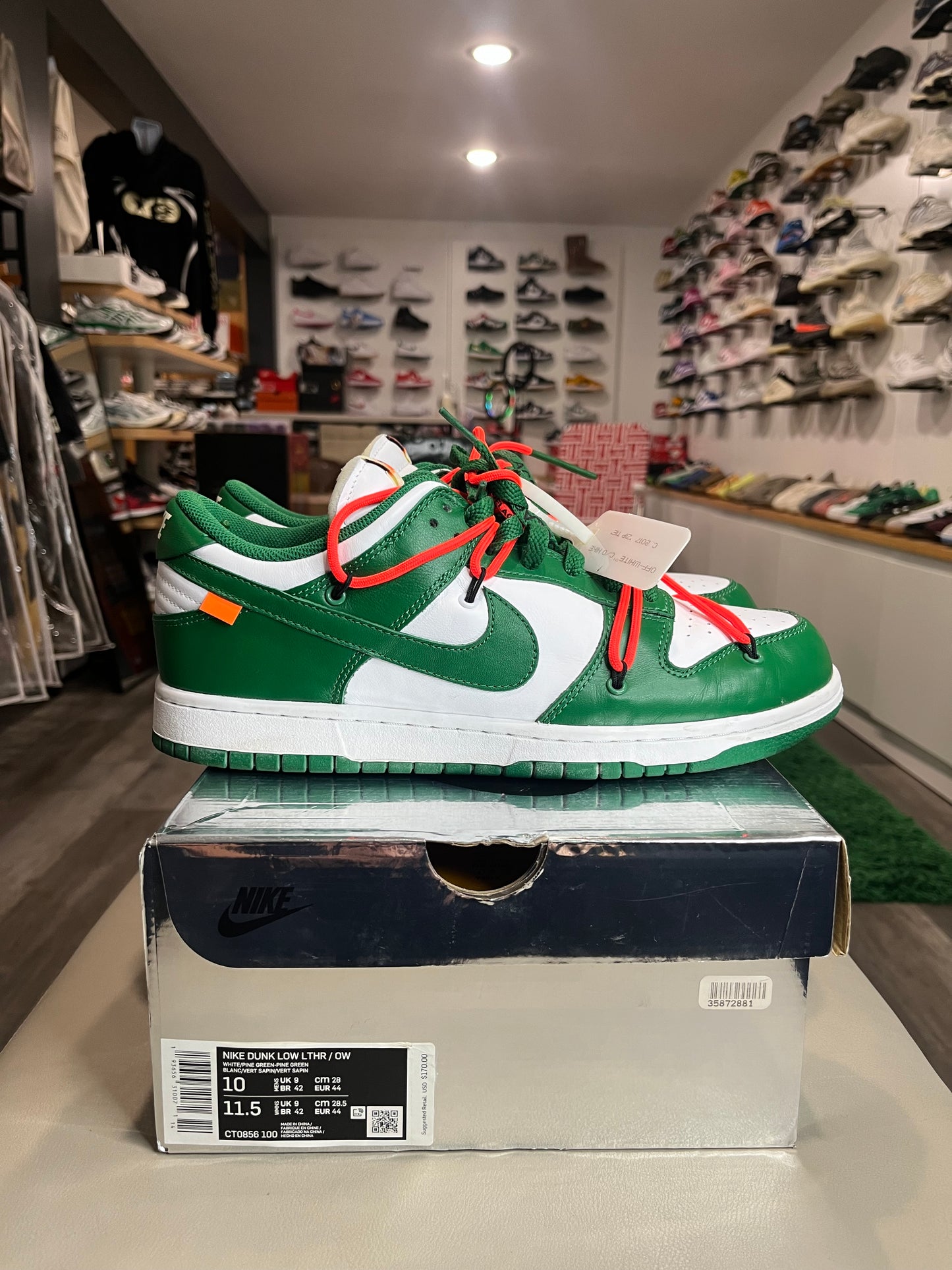 Off-White x Dunk Low Pine Green CT0856-100 USED SIZE 10M