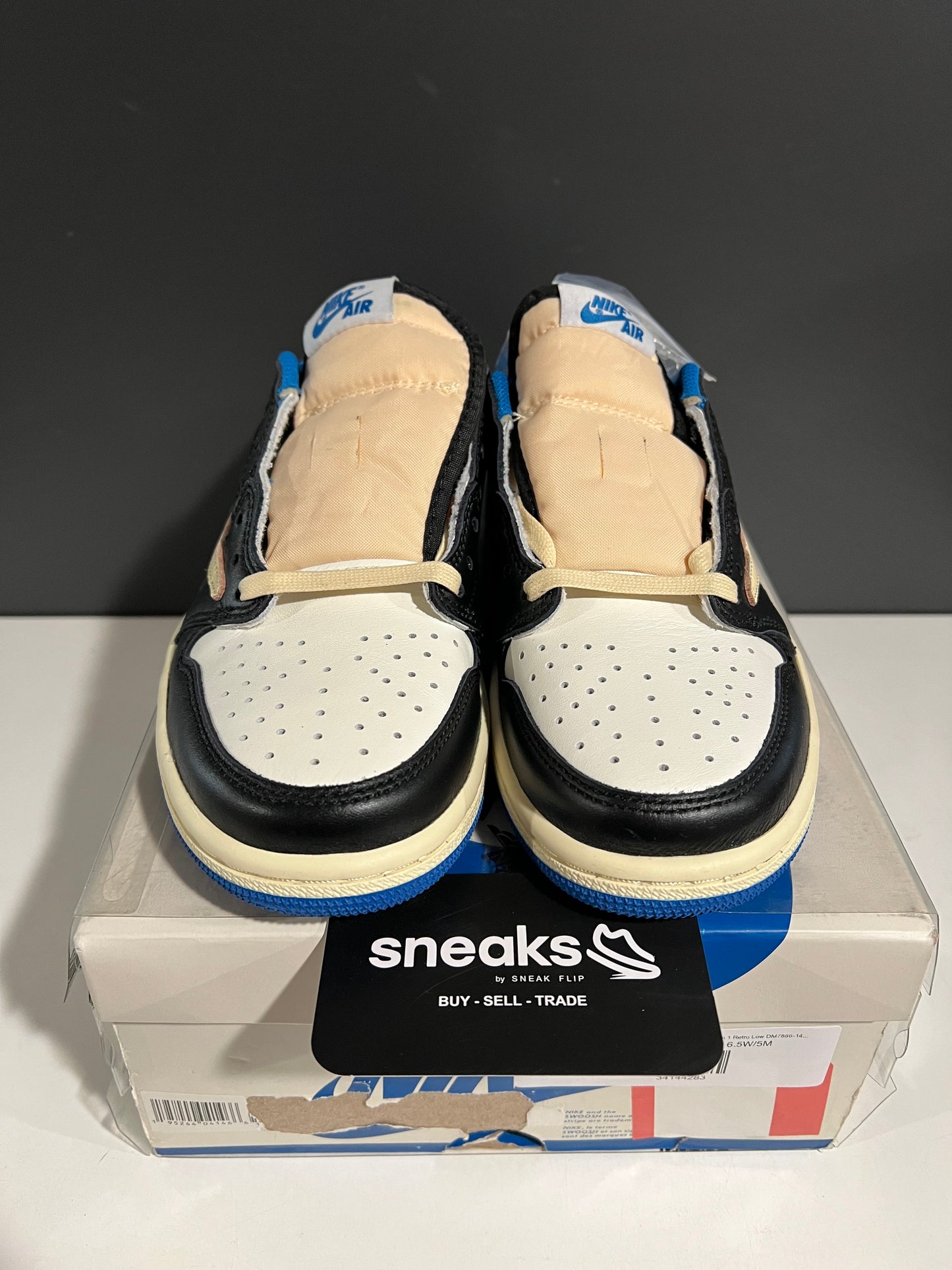 NEW Fragment Design x Travis Scott x Air Jordan 1 Retro Low DM7866-140 SIZE 5M OG ALL DMG BOX SP25-067