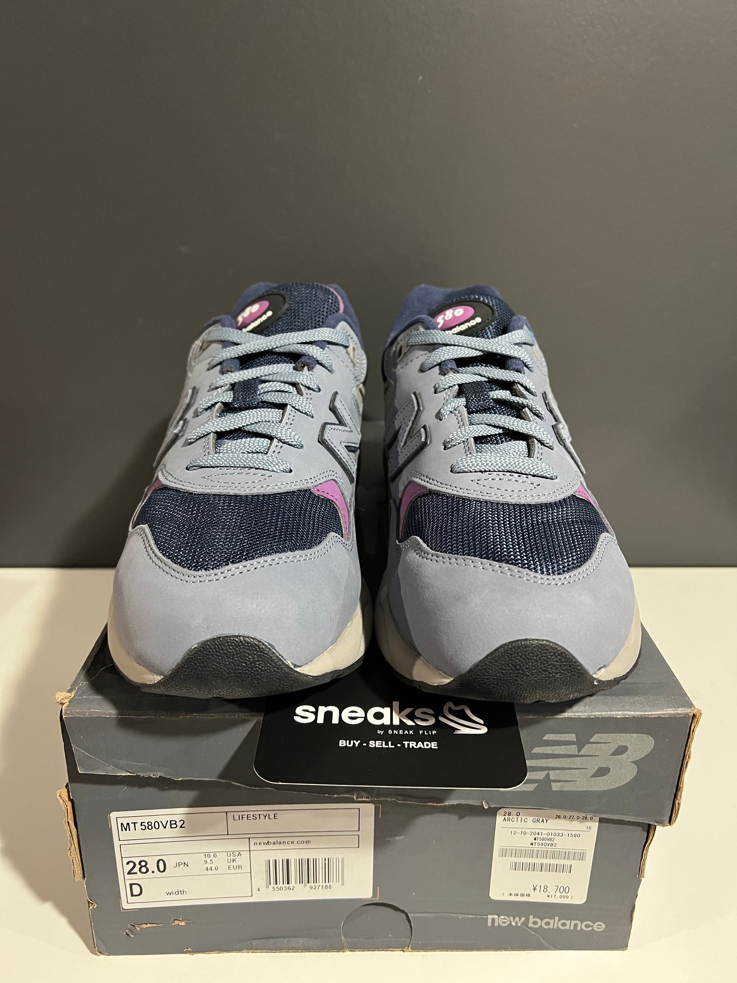 USED New Balance 580 Arctic Grey Grape MT580VB2 SIZE 10M OG ALL JY25-248