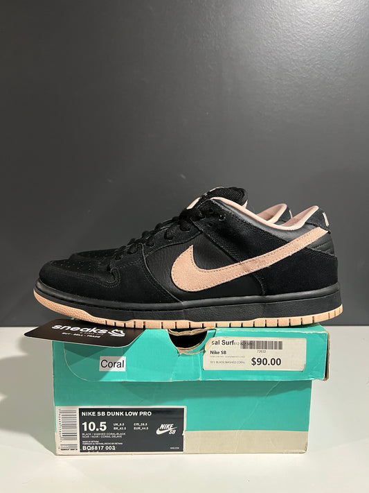 USED Nike SB Dunk Low Black Washed Coral BQ6817-003 SIZE 10.5M OG ALL JY25-303