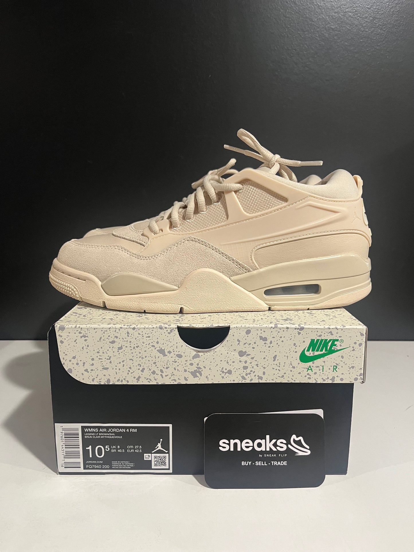 USED Wmns Air Jordan 4 RM Legend Light Brown FQ7940-200 SIZE 9M OG ALL