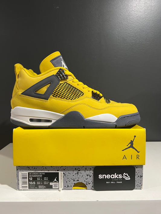 USED Air Jordan 4 Retro Lightning 2021 CT8527-700 SIZE 12M OG ALL SP25-100