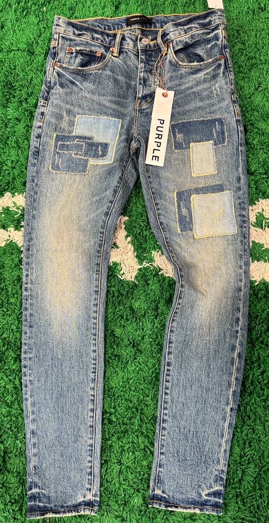PURPLE BRAND Square Patch Repair Jeans