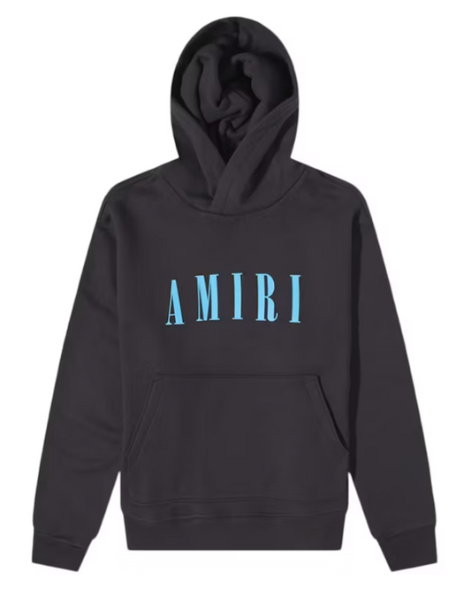 AMIRI Core Logo Hoodie Black/Carolina Blue