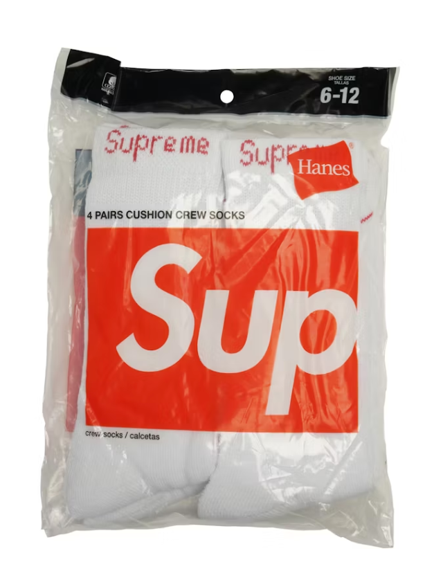 Supreme Hanes Crew Socks Crew Socks (4 Pack) White