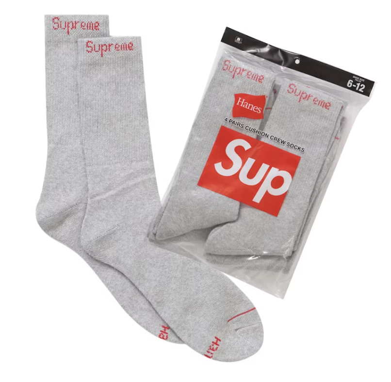 Supreme Hanes Crew Socks (4 Pack) Red