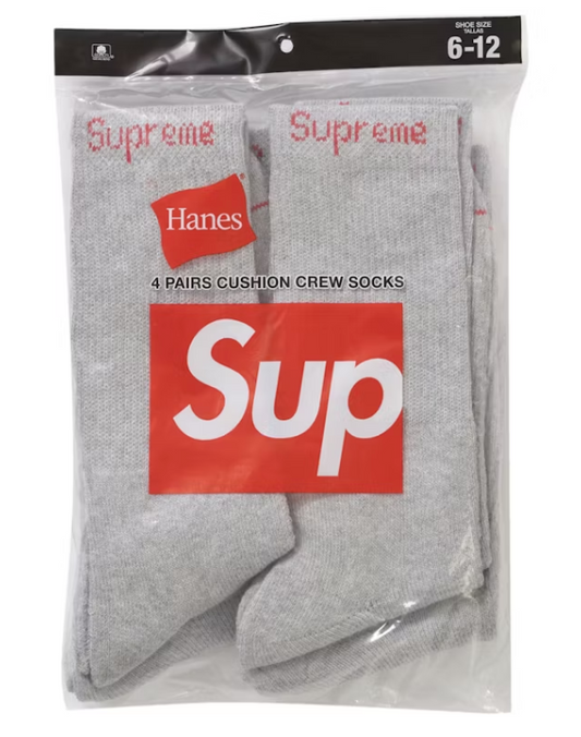 Supreme Hanes Crew Socks (4 Pack) Red