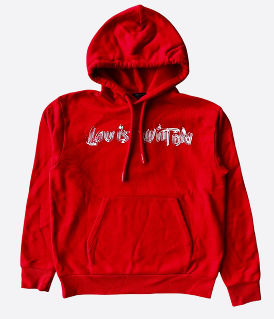 Louis Vuitton Red & Silver Graphic Hoodie