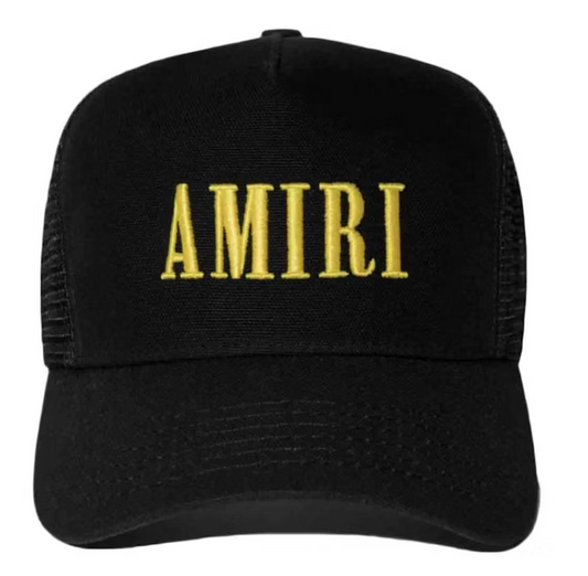 AMIRI Core Logo Trucker Hat Black/Yellow