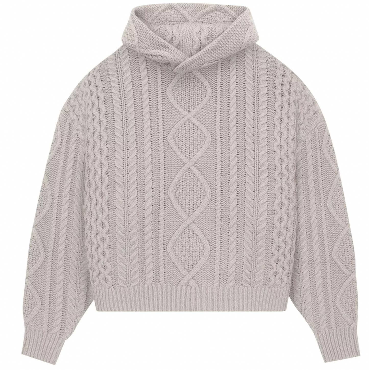 Fear of God Essentials Cable Knit Hoodie Silver Cloud