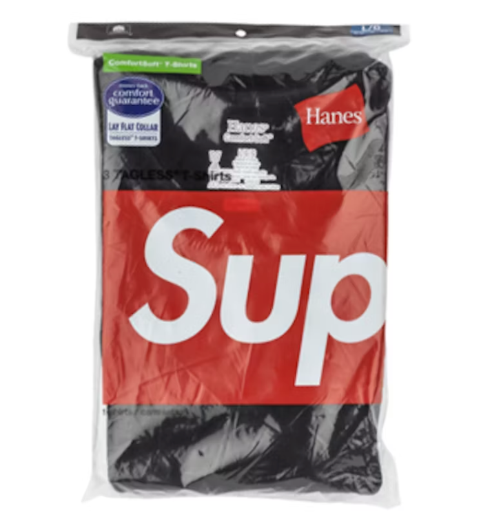 Supreme Hanes Tagless Tees (3 Pack) Black