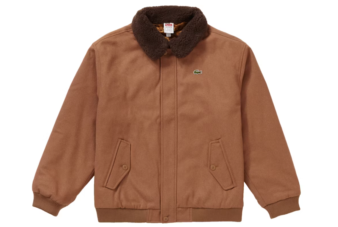 Supreme LACOSTE Wool Bomber Jacket Tan