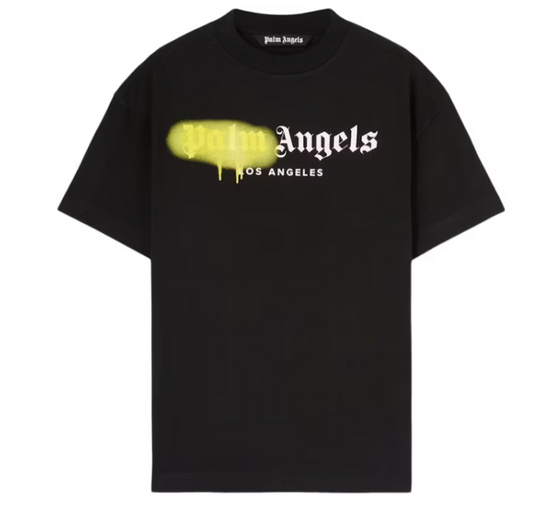 Palm Angels Los Angeles Sprayed Logo T-Shirt Black/Yellow