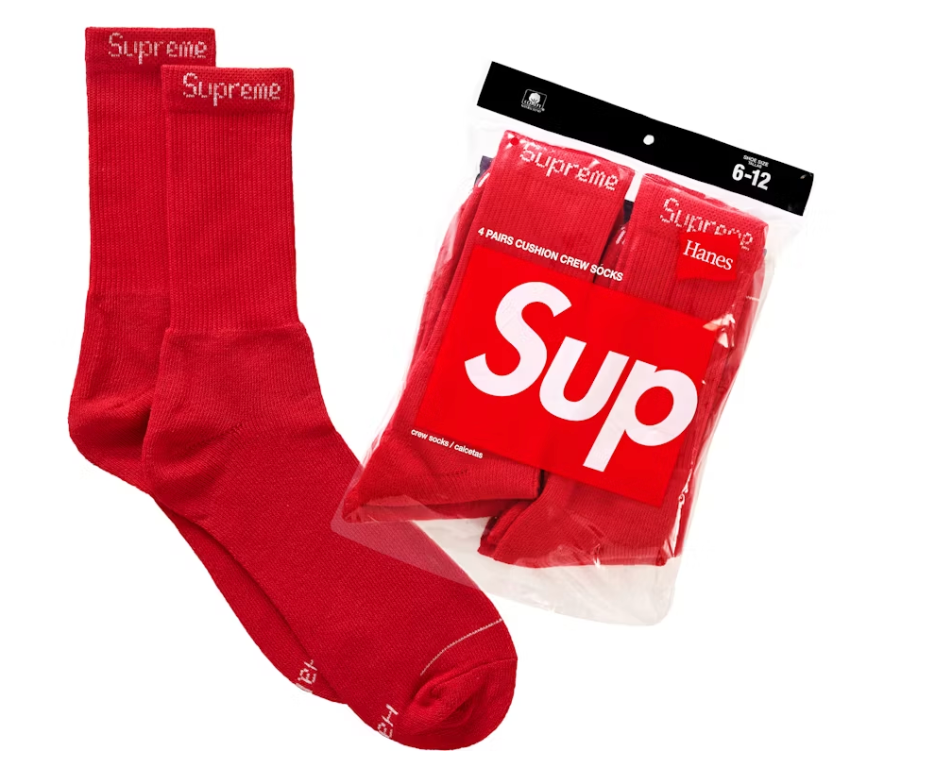 Supreme Hanes Crew Socks (4 Pack) Red