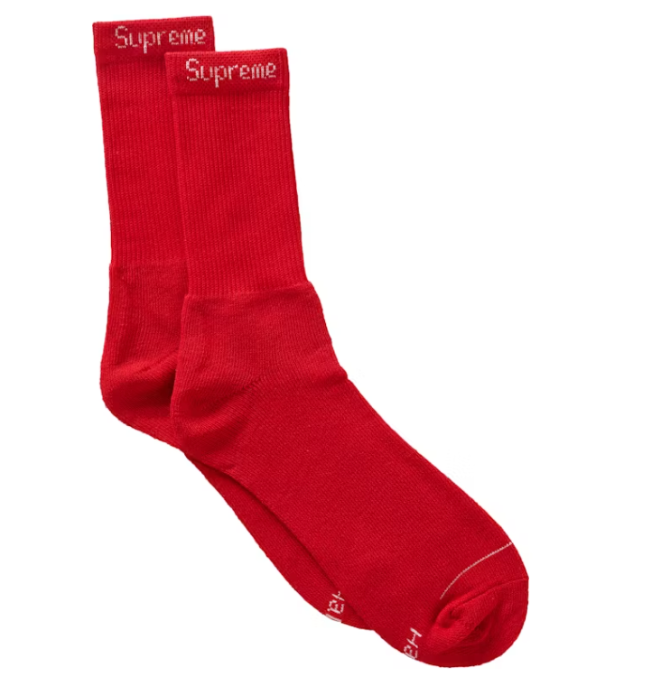 Supreme Hanes Crew Socks (4 Pack) Red