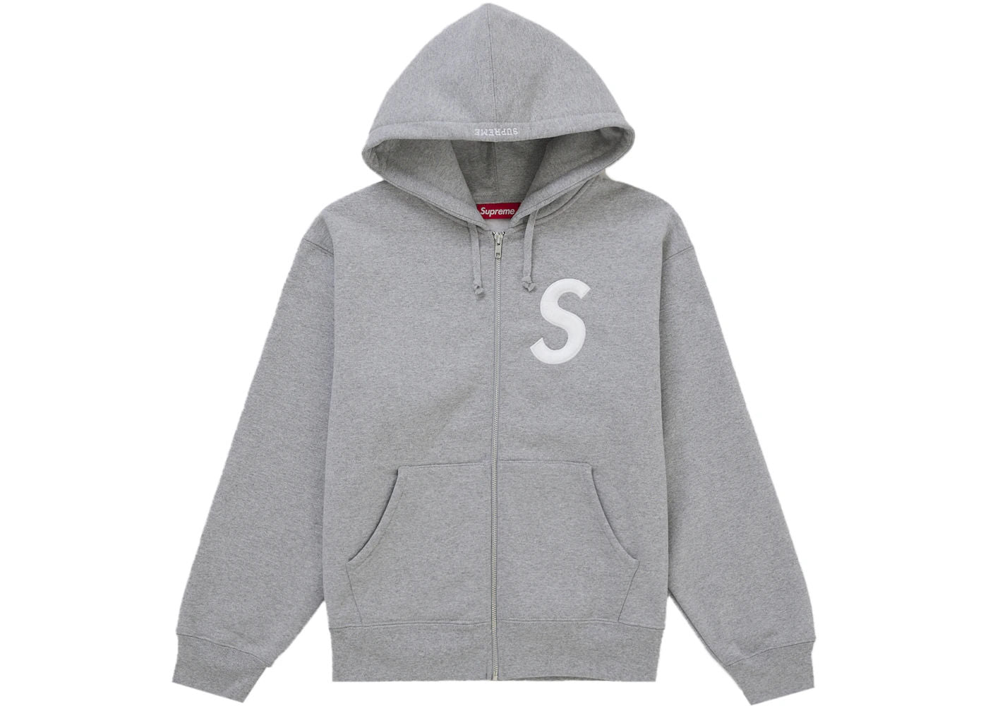 NEW Supreme S Logo Zip Up Hooded Sweatshirt (FW25) Heather Grey