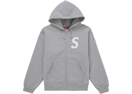 NEW Supreme S Logo Zip Up Hooded Sweatshirt (FW25) Heather Grey