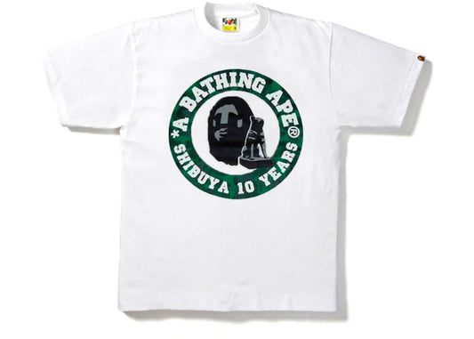 BAPE Shibuya Camo 10th Anniversary Busy Works Tee White/Green