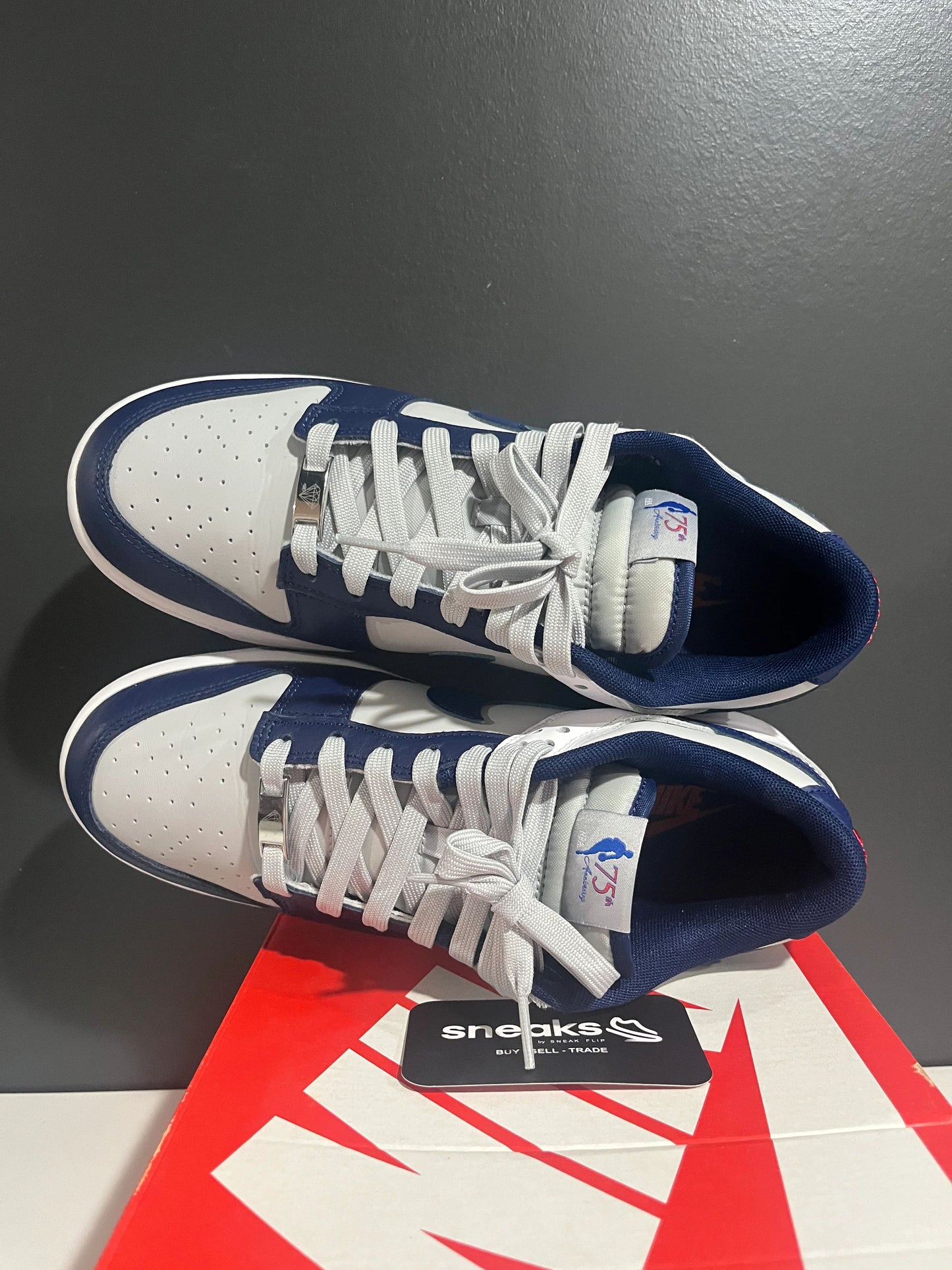 USED SIZE 9M Nike Dunk Low EMB NBA 75th Anniversary Brooklyn Nets - Used