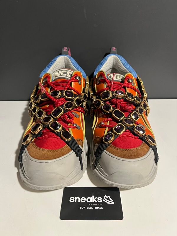 USED SIZE 12M Gucci Flashtrek Leather With Crystals Orange - USED NO BOX