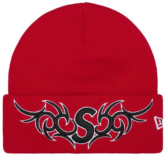 Supreme New Era Tribal S Logo Beanie Red