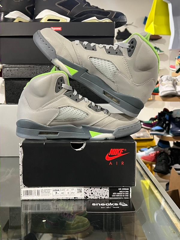 USED SIZE 7Y Jordan 5 Retro Green Bean (2022) (GS) - Used