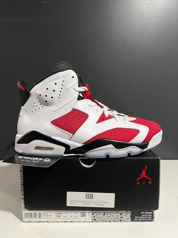 USED SIZE 10.5M Jordan 6 Retro Carmine (2021) - Used
