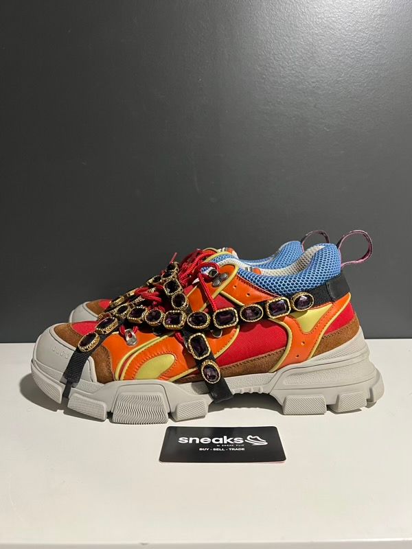 USED SIZE 12M Gucci Flashtrek Leather With Crystals Orange - USED NO BOX