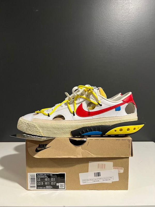 USED SIZE 11M Nike Blazer Low Off-White University Red - Used