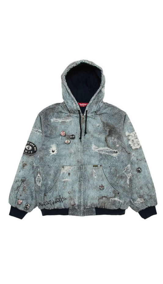 Supreme HJR Trompe L'oeil Hooded Work Jacket Blue