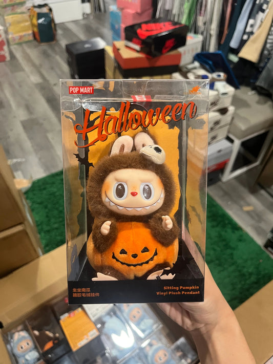 Pop Mart Labubu Happy Halloween Party Series-Sitting Pumpkin Vinyl Plush Pendant