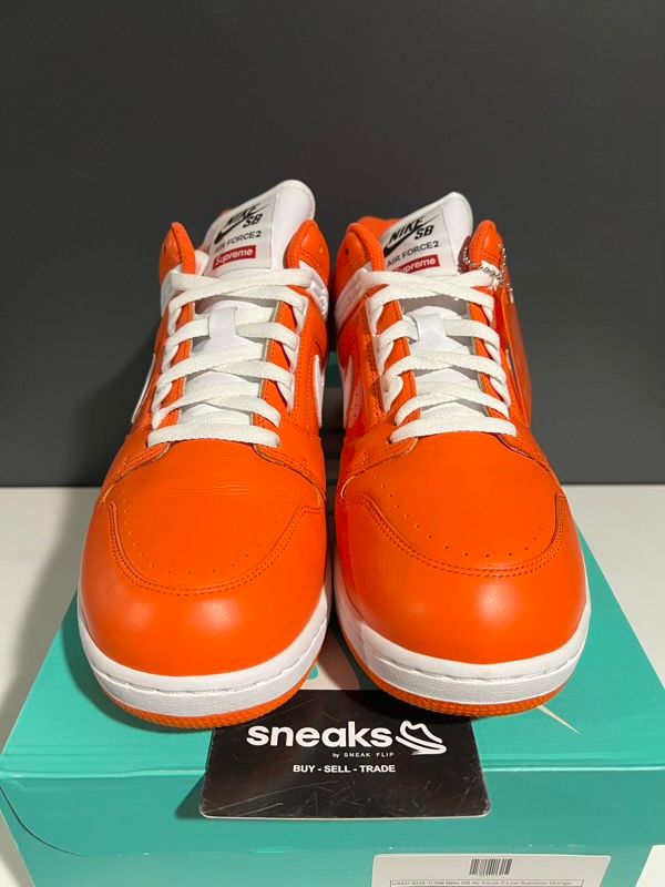 USED SIZE 11.5M Nike SB Air Force 2 Low Supreme Orange - Used