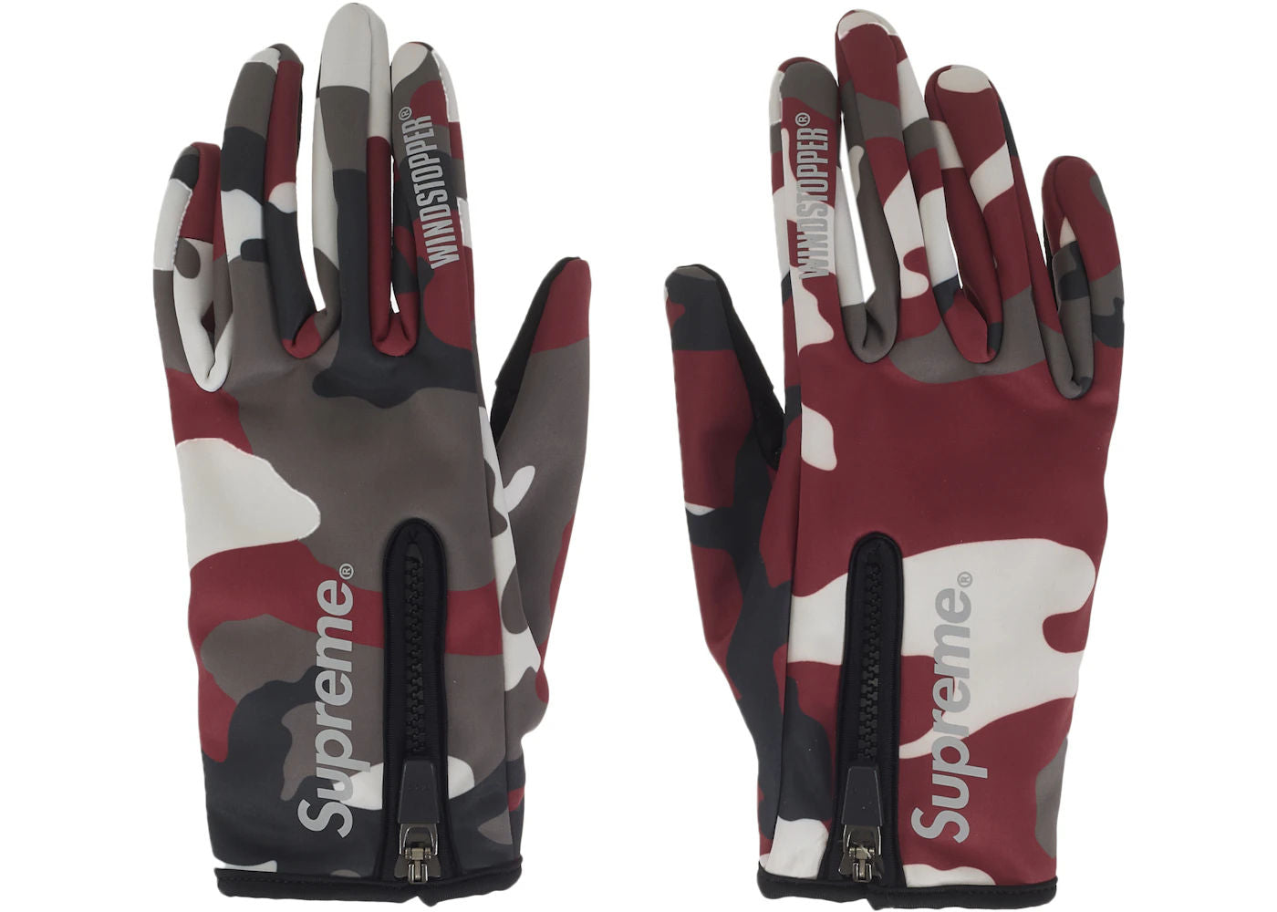 SIZE M Supreme WINDSTOPPER Zip Gloves (FW25) Red Camo